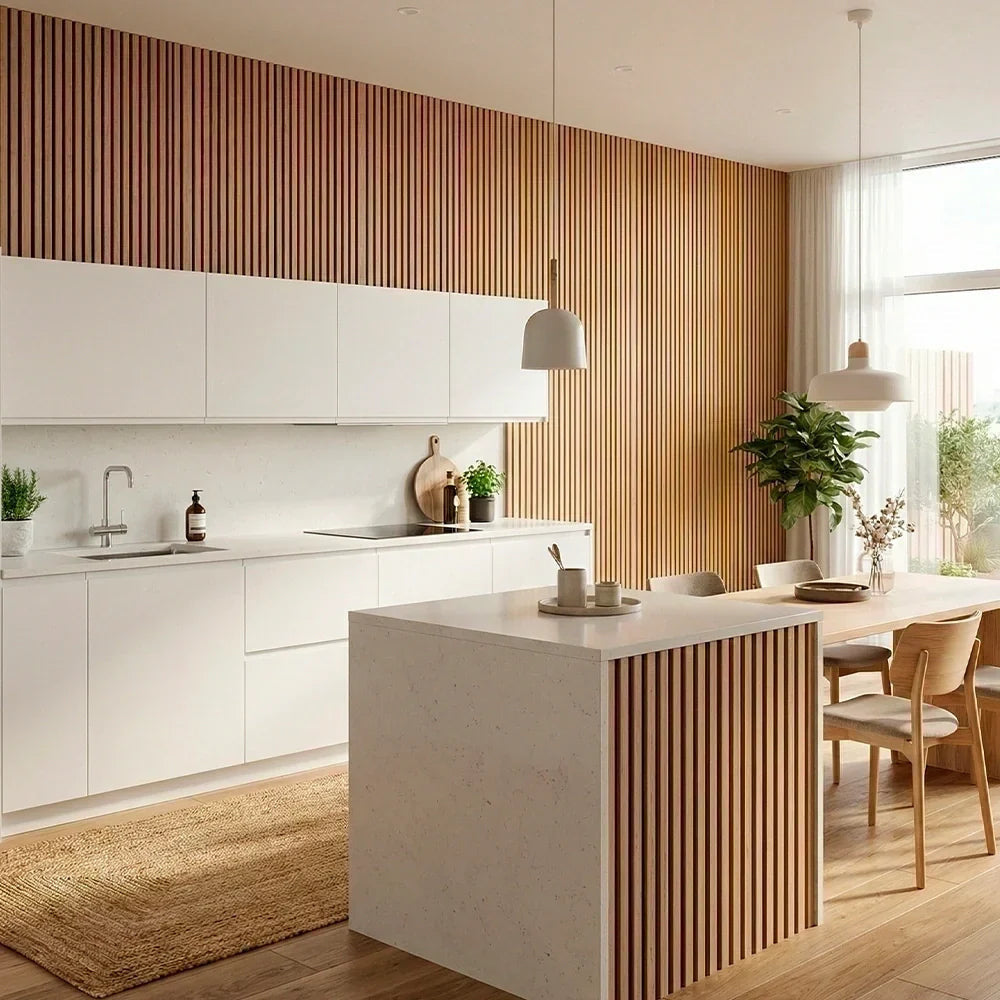 Paneles de pared de listones de madera flexibles premium - (270 cm x 110 cm)