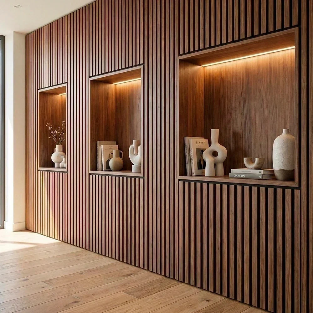 Paneles de pared de listones de madera flexibles premium - (270 cm x 110 cm)