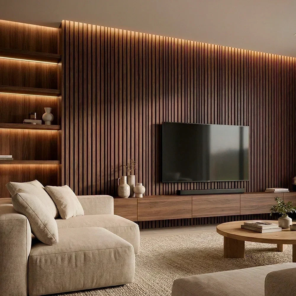 Paneles de pared de listones de madera flexibles premium - (270 cm x 110 cm)