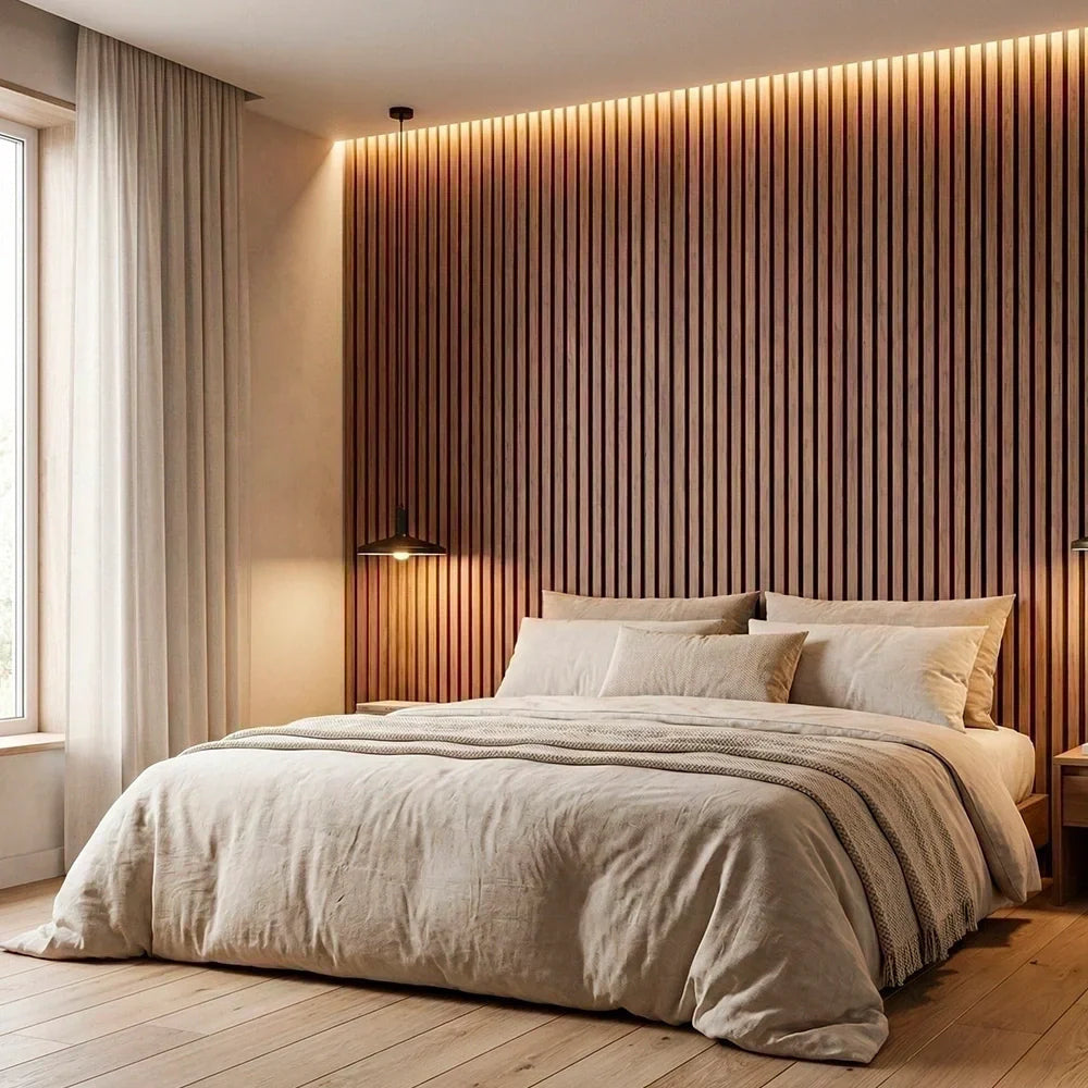 Paneles de pared de listones de madera flexibles premium - (270 cm x 110 cm)