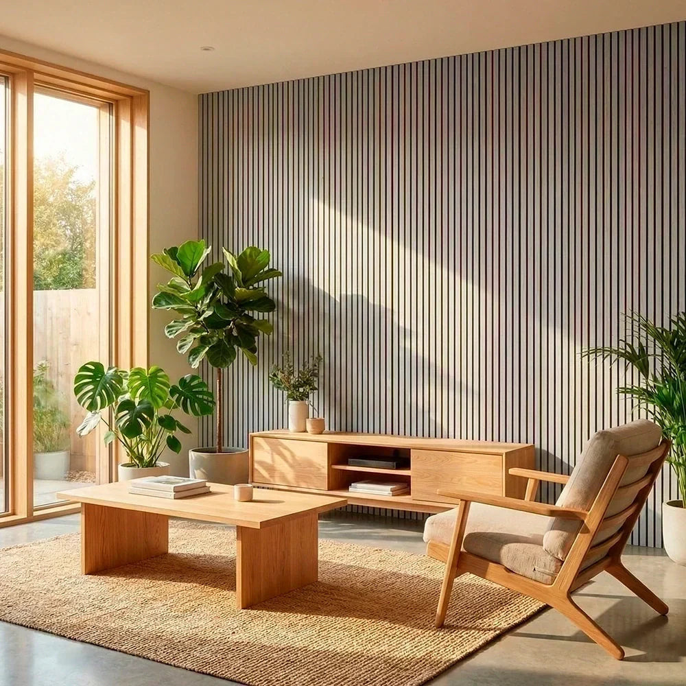 Paneles de pared de listones de madera flexibles premium - (270 cm x 110 cm)